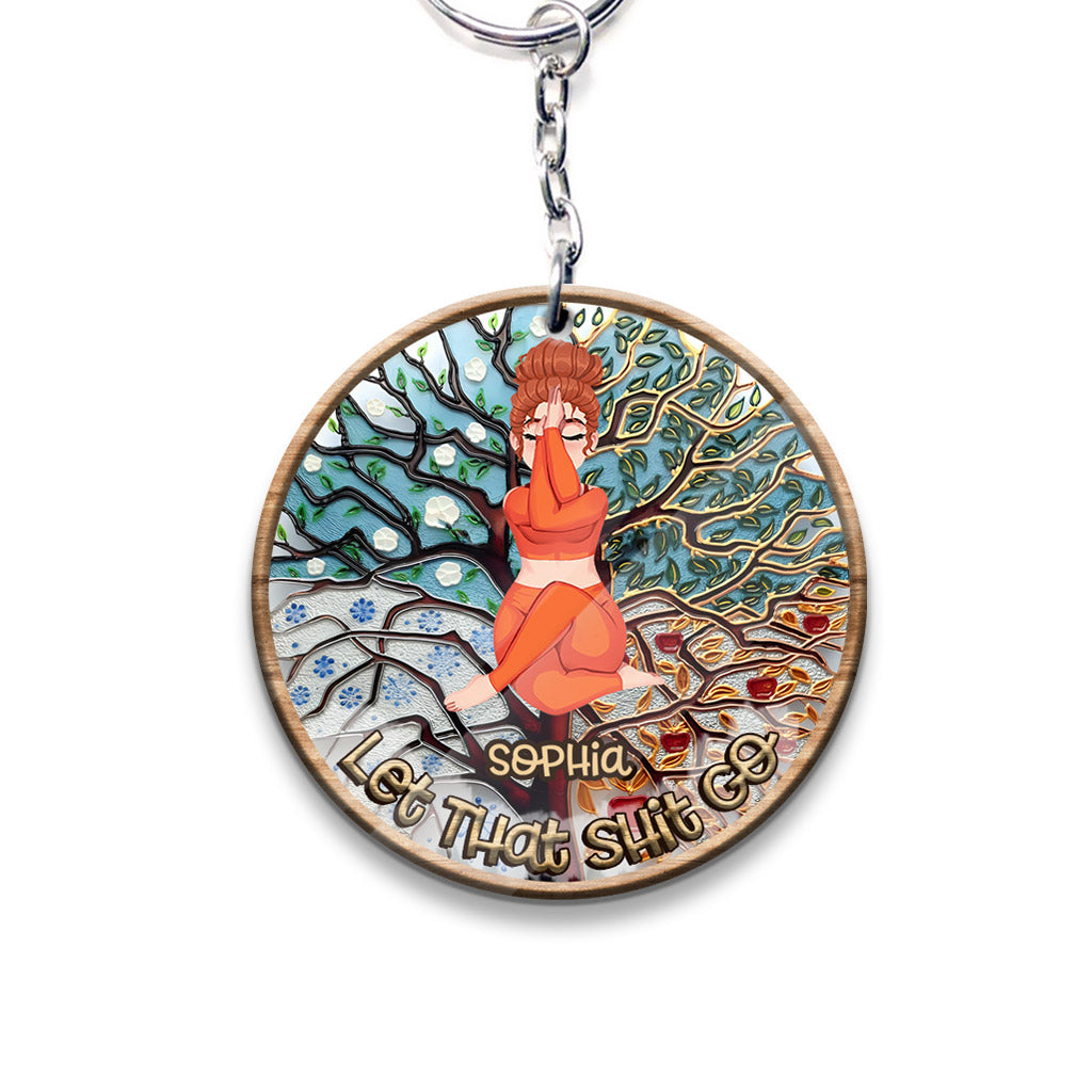 Let That Shit Go - Personalized Yoga Keychain