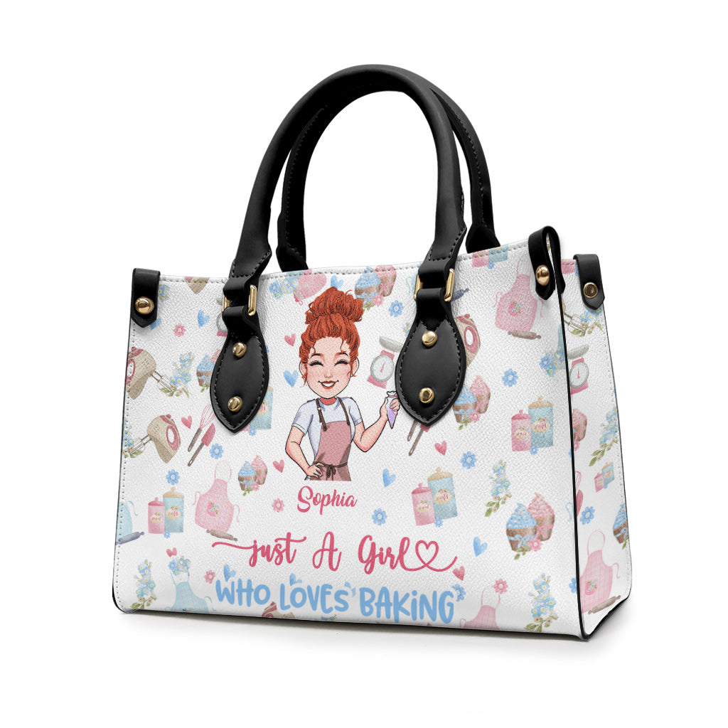 Einfach ein Mädchen, das Backen liebt – personalisierte Backhandtasche aus Leder