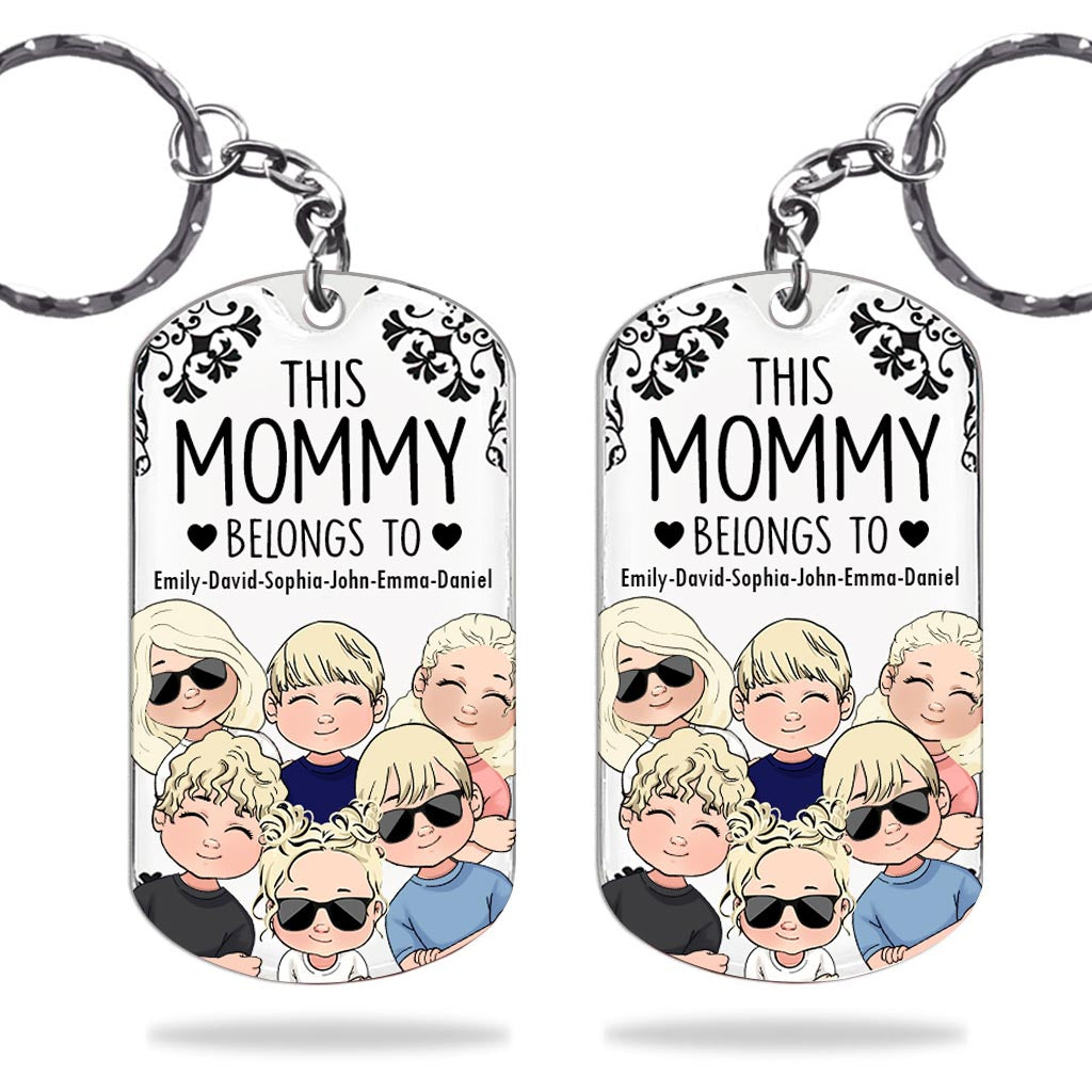 This Father Belongs To - Gift for dad, grandpa, mom, uncle, aunt, grandma - Personalized Stainless Steel Keychain