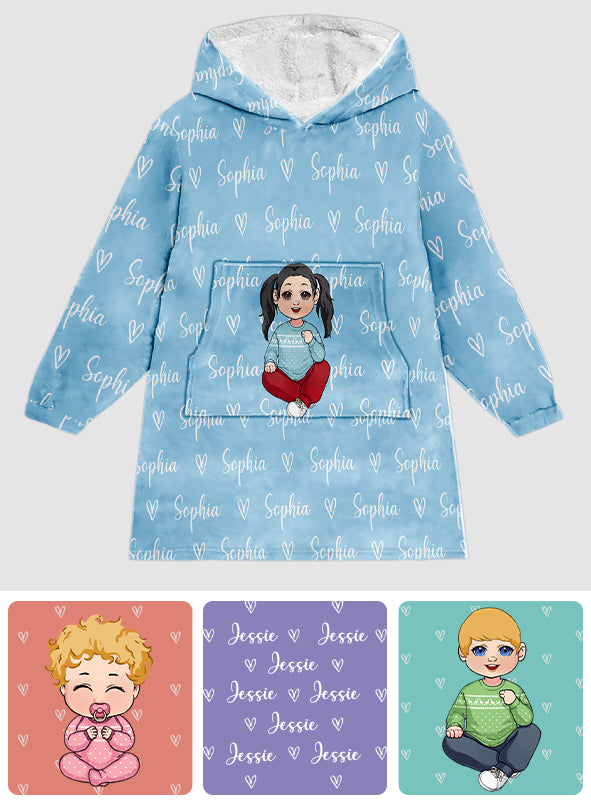 Frohe Weihnachten, Kinder! - Personalisierte Kinder-Decken-Kapuzenjacke