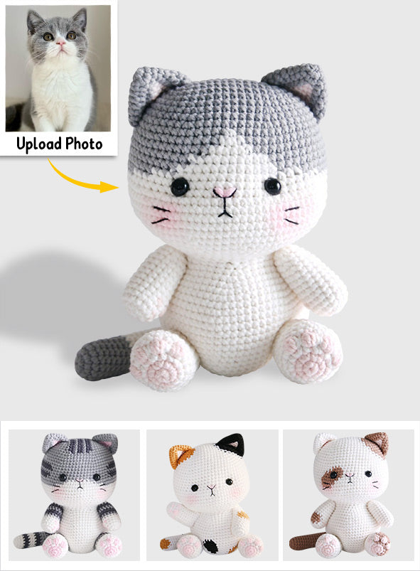 Crochet Cat Amigurumi - Gift for cat lovers - Personalized Hand Knitted Doll