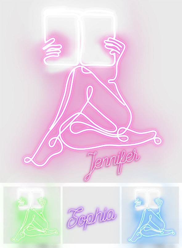 Einfach ein Mädchen, das Bücher liebt – personalisiertes Buch-Neonschild