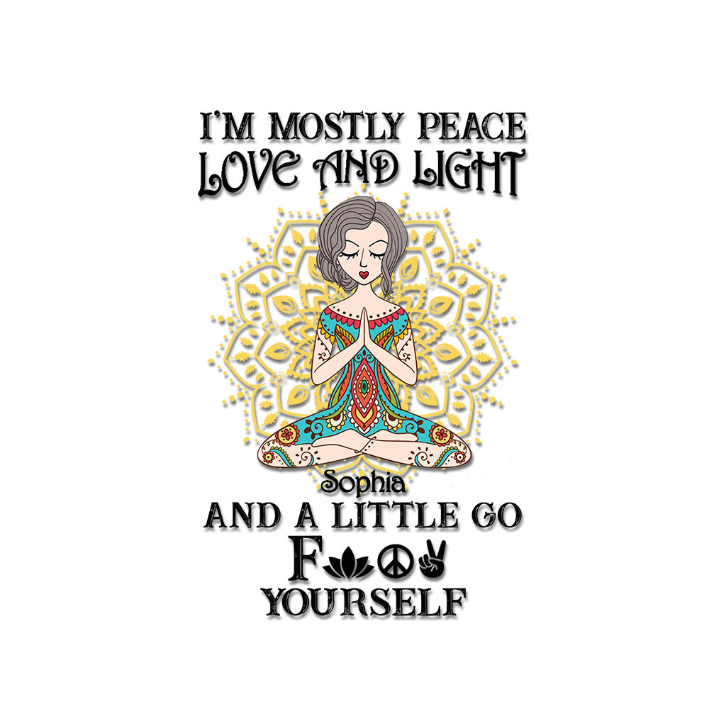 Ich bin vor allem Frieden, Liebe und Licht – personalisierter Yoga-Aufkleber (Vollversion)