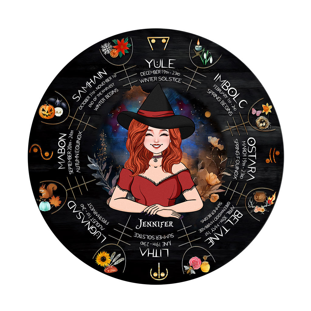 Wheel Of The Year - Personalized Witch Shaped Doormat