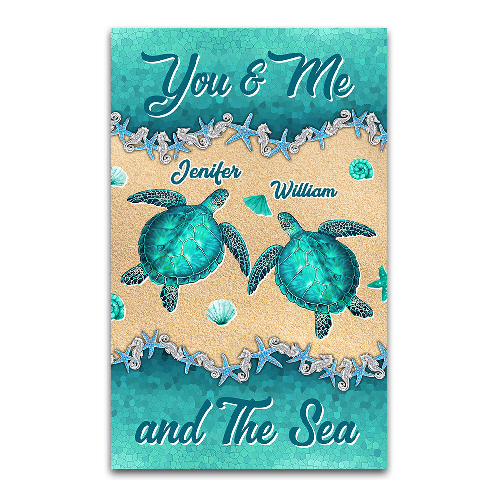 Salty Lil' Beach - Personalized Turtle Rug