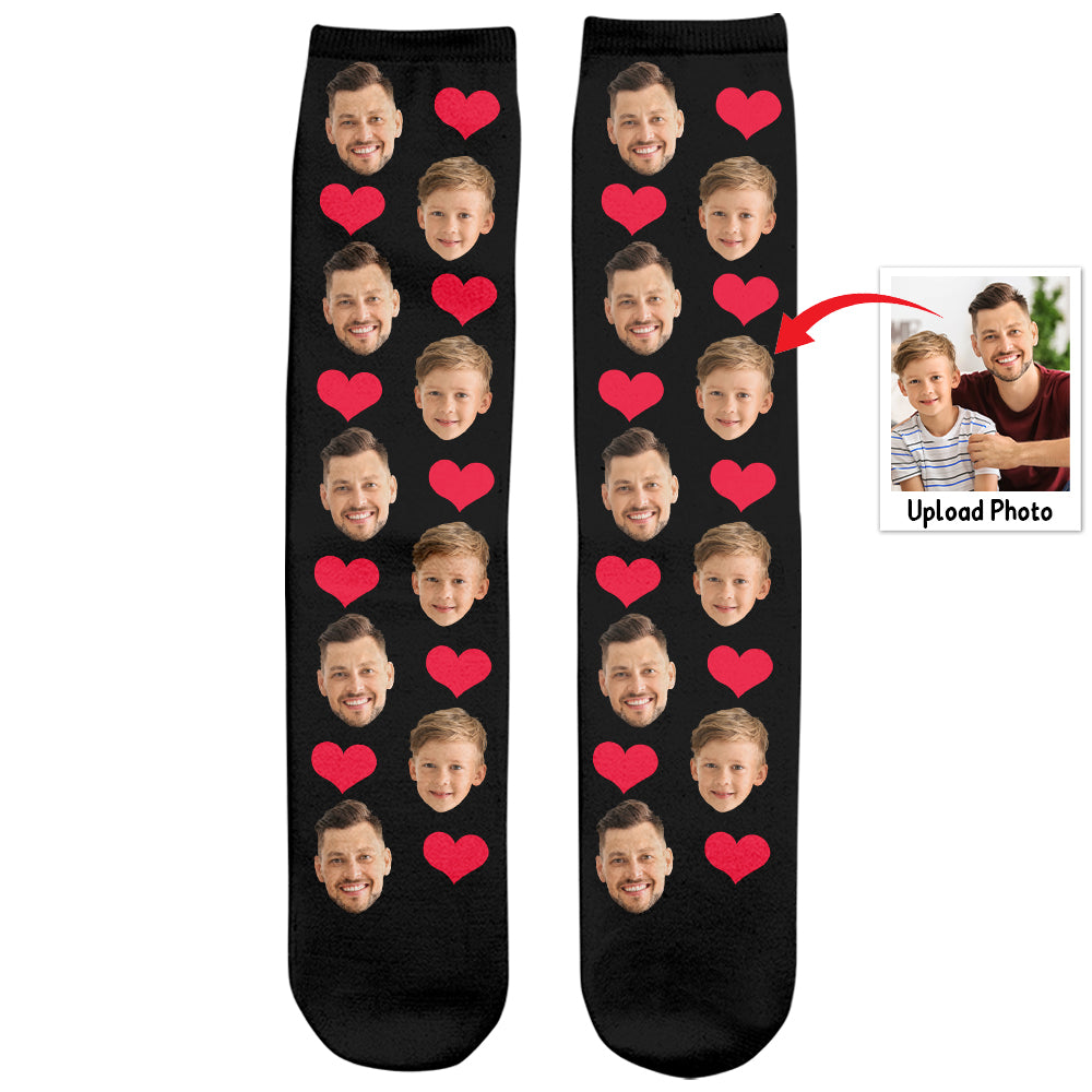 Individuelles Gesichtsherzmuster – personalisierte Socken für Väter