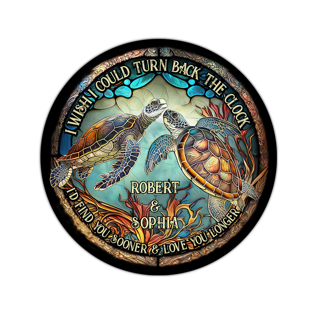 Turn Back The Clock - Personalized Turtle Round Rug