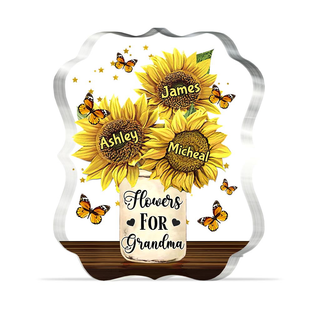 Blumen für Mama – Geschenk für Mama, Oma – Personalisierte Acrylplakette in individueller Form