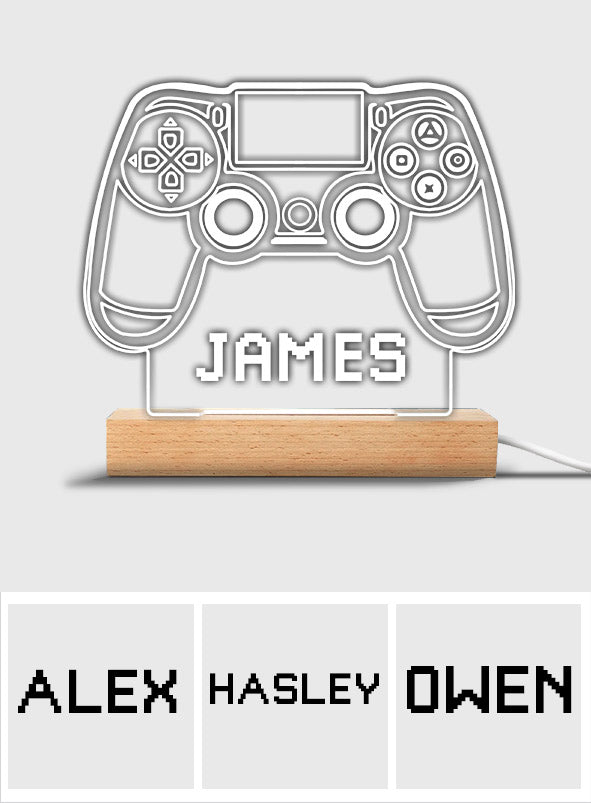 Spielzimmer – Personalisierte, videospielförmige Leuchtplatte