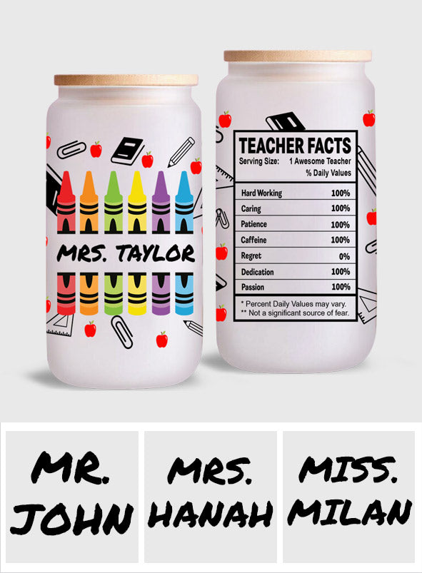 Teacher Facts - Personalized Teacher Can Glass