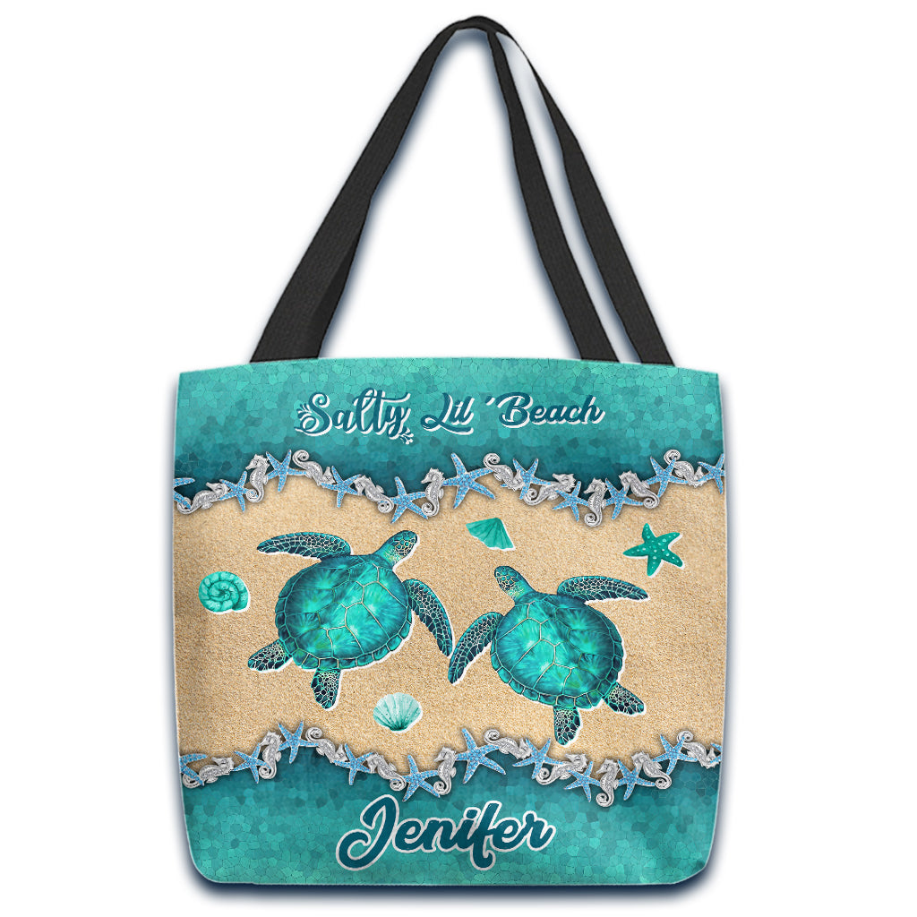 Salty Lil' Beach - Personalized Turtle Tote Bag