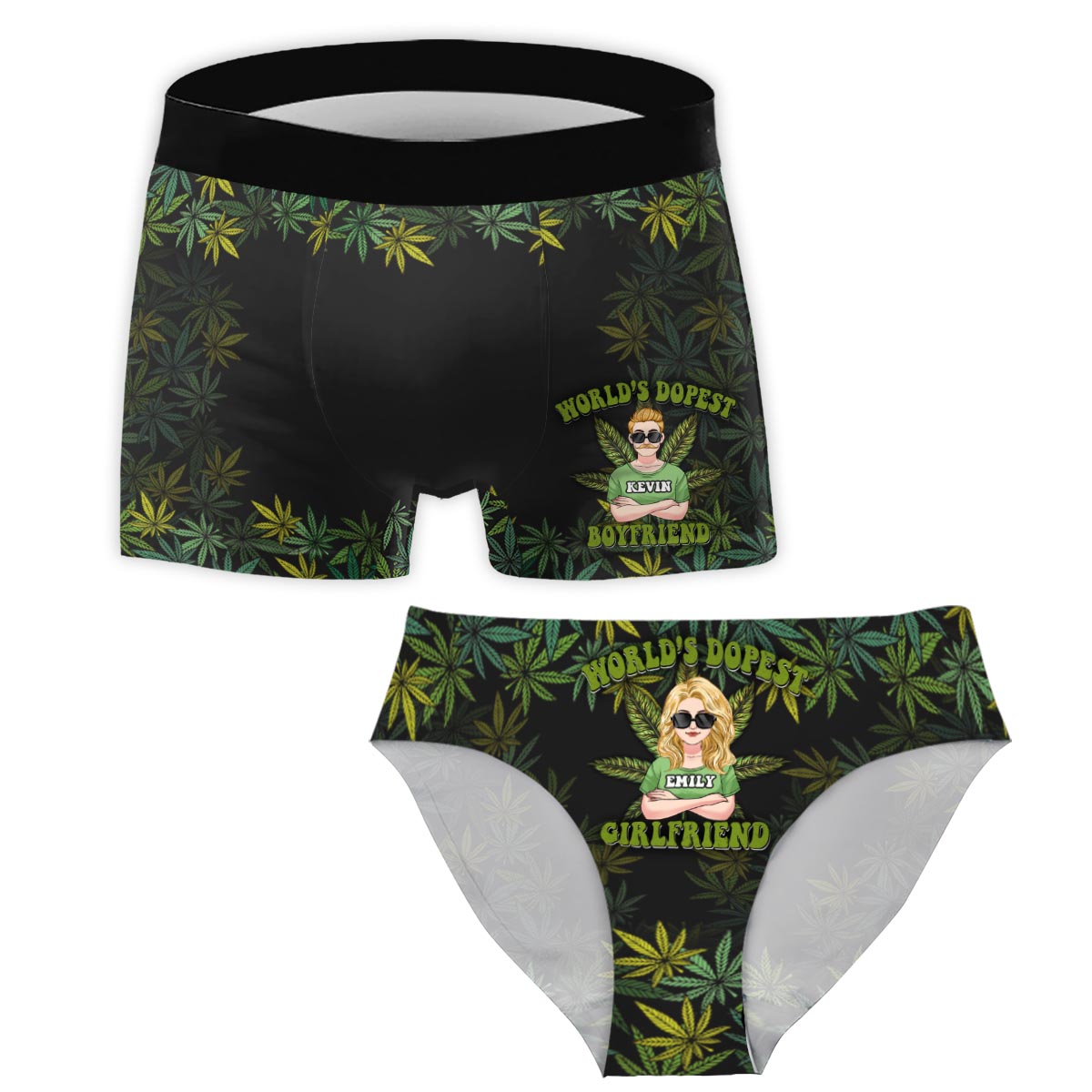 Das coolste 420-Paar der Welt – personalisierte Weed-Slips für Damen und Boxershorts für Herren
