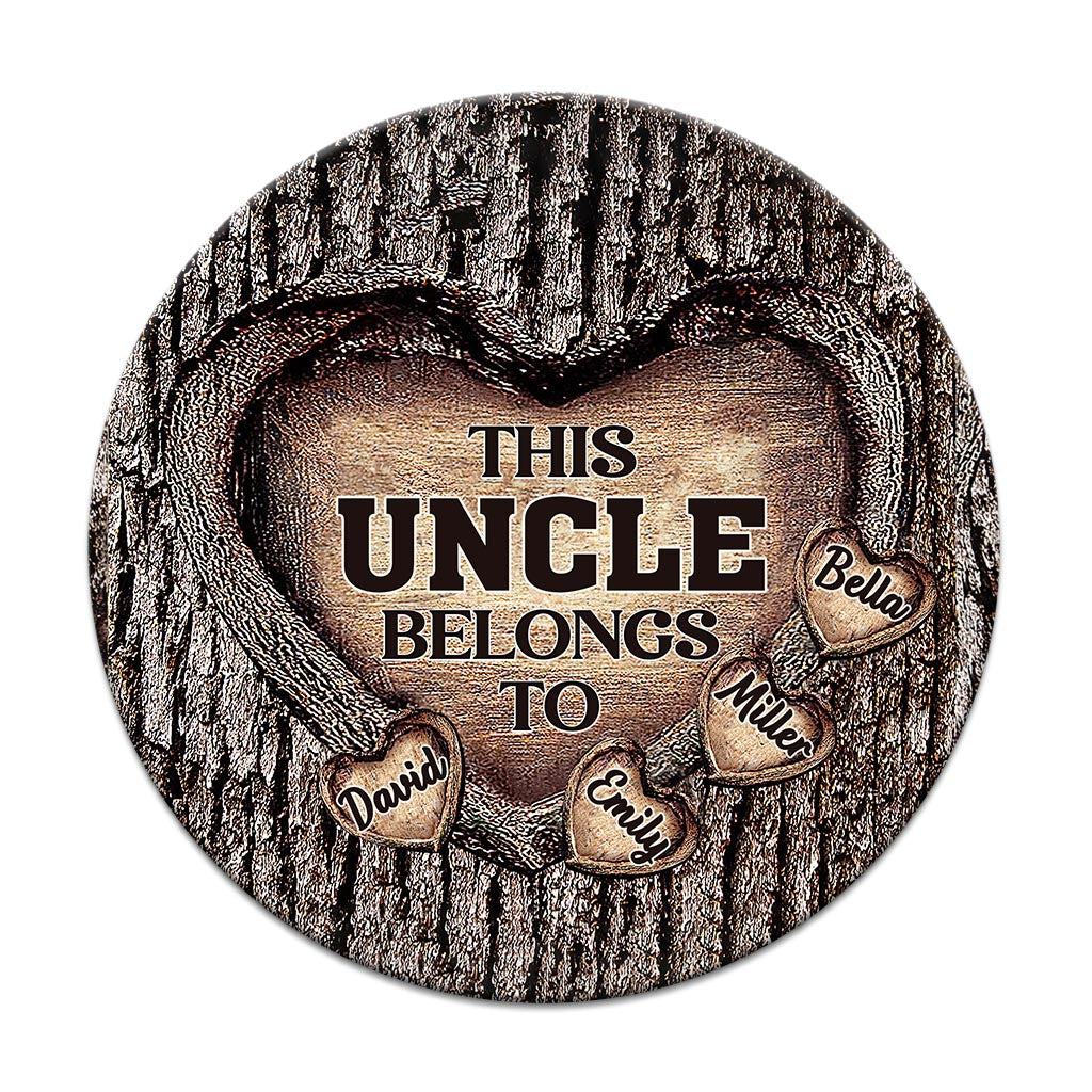 Papas Herz – Geschenk für Papa, Oma, Opa, Mama, Onkel, Tante, Bruder, Schwester – Personalisiertes rundes Holzschild