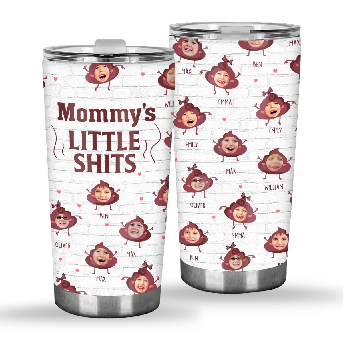 Daddy Little Shits - Gift for dad, grandma, grandpa, mom, uncle, aunt, brother, sister - Personalized Tumbler