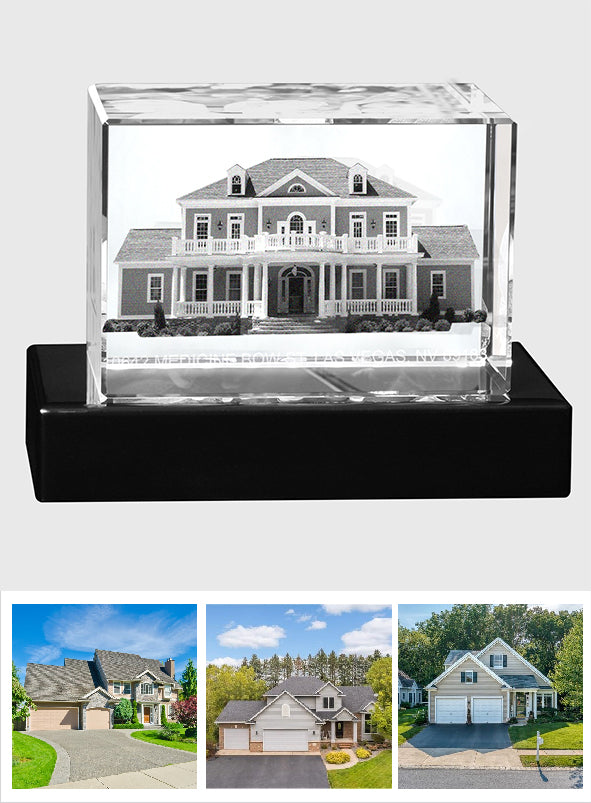 Housewarming Decor - Personalized Housewarming Laser Engraving 3D Cuboid Shaped Crystal Lamp