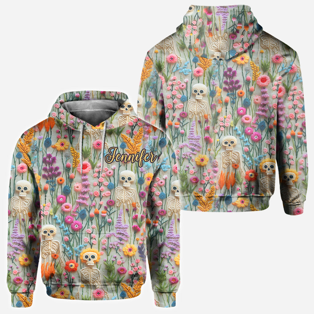 Blumenskelett - Personalisiertes Totenkopf-Shirt