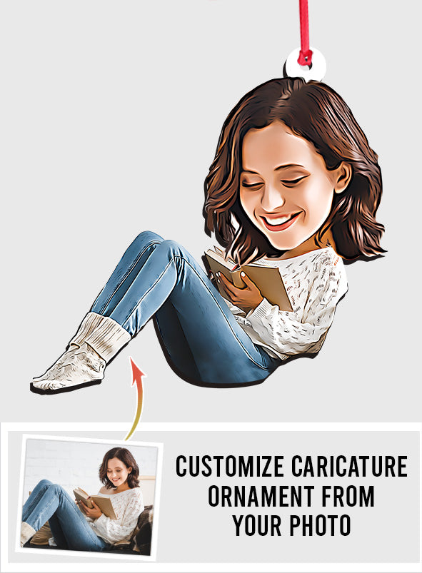 Karikatur eines Bücherliebhabers – personalisierter Buchanhänger