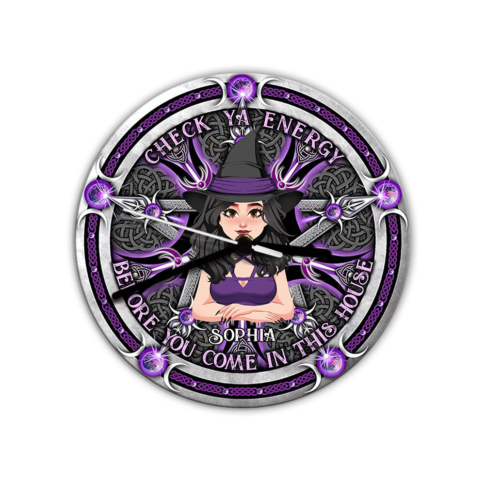 Check Ya Energy - Personalized Witch Wall Clock