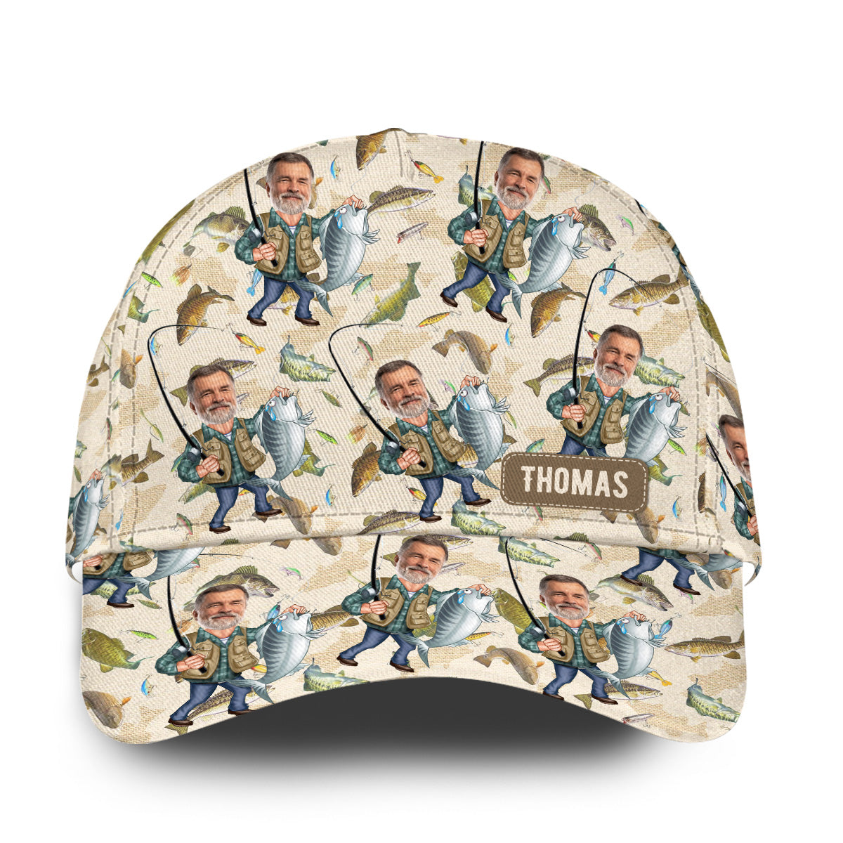 Lustiges Angelmotiv mit Foto – Personalisierte Angel-Klassiker-Kappe