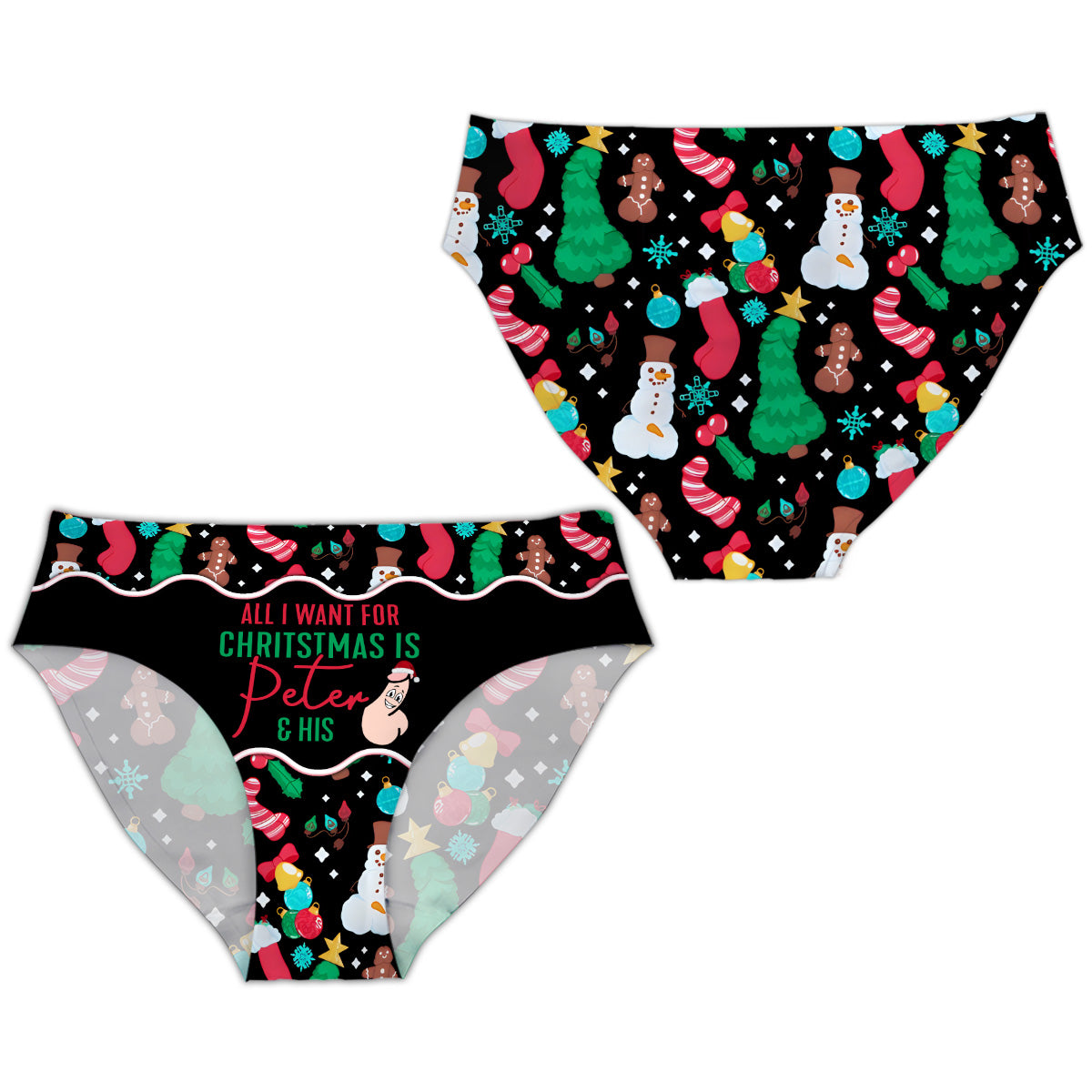 All I Want For Christmas - Personalized Couple Women Briefs