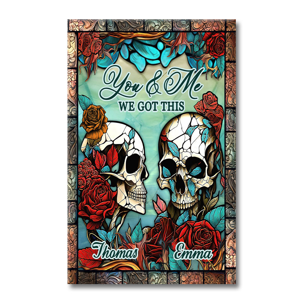 Skull Couple - Skull gift for husband, wife, boyfriend, girlfriend - Personalized Canvas And Poster
