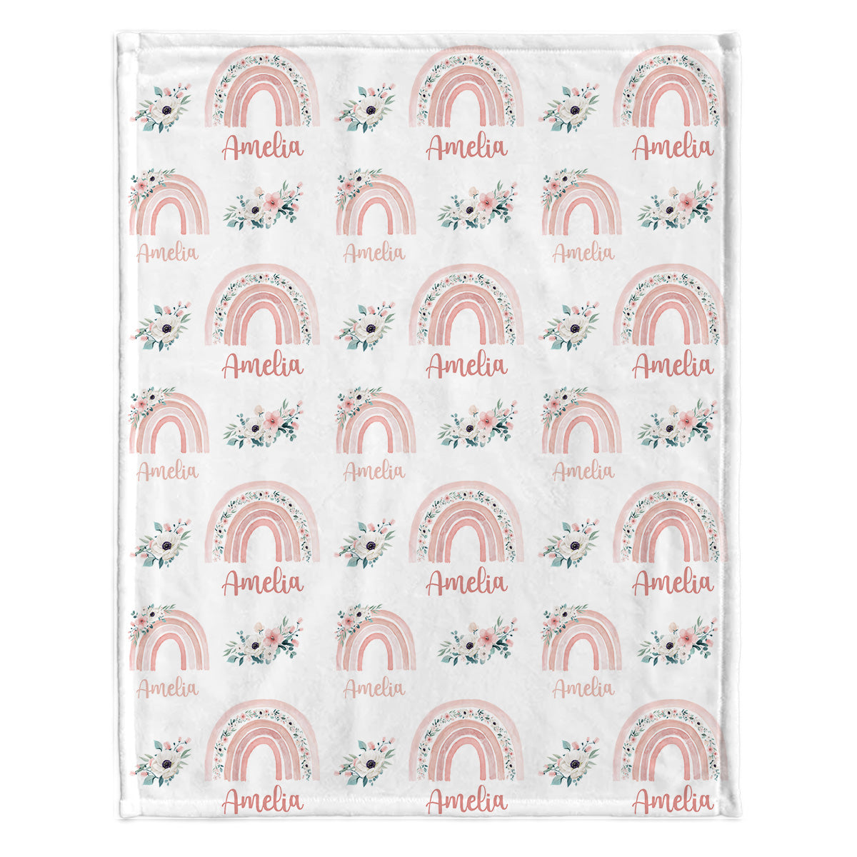 Retro Rainbow Custom Name - Personalized Newborn Blanket