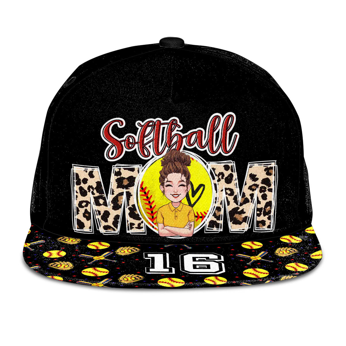 Softball Mom – Personalisierte Softball-Snapback-Kappe