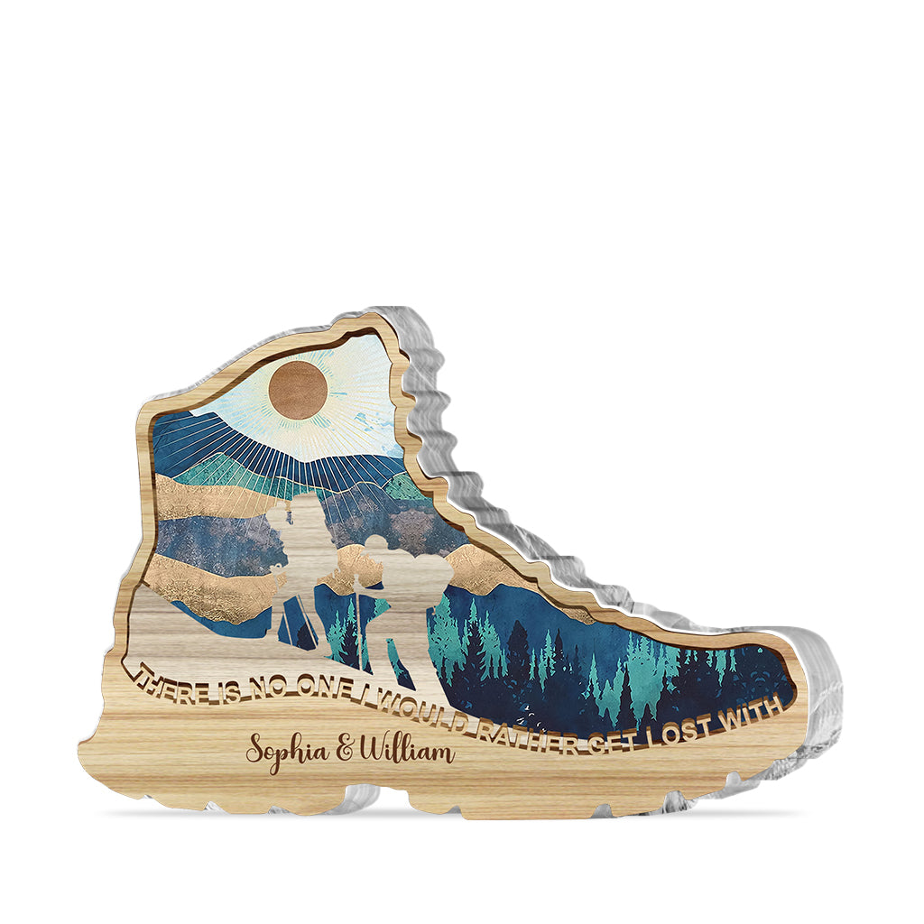 Es gibt niemanden, mit dem ich mich lieber verirren würde – Wandergeschenk für Ehefrau, Ehemann, Freund, Freundin – Personalisierte Acrylplakette in individueller Form