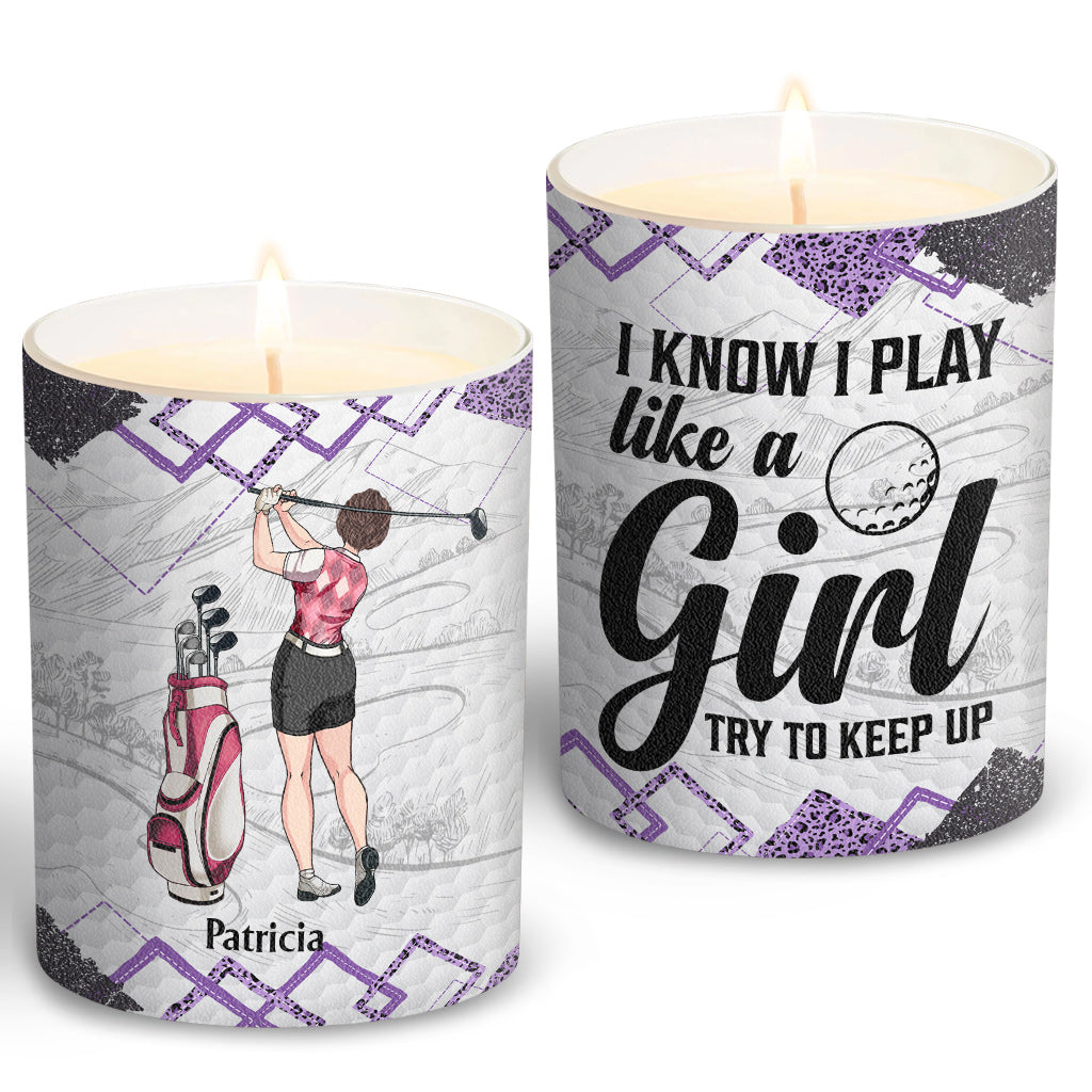 Golfunterricht – Golfgeschenk für sie, Freundin, Ehefrau, Tochter – Personalisierte Kerze mit Holzdeckel