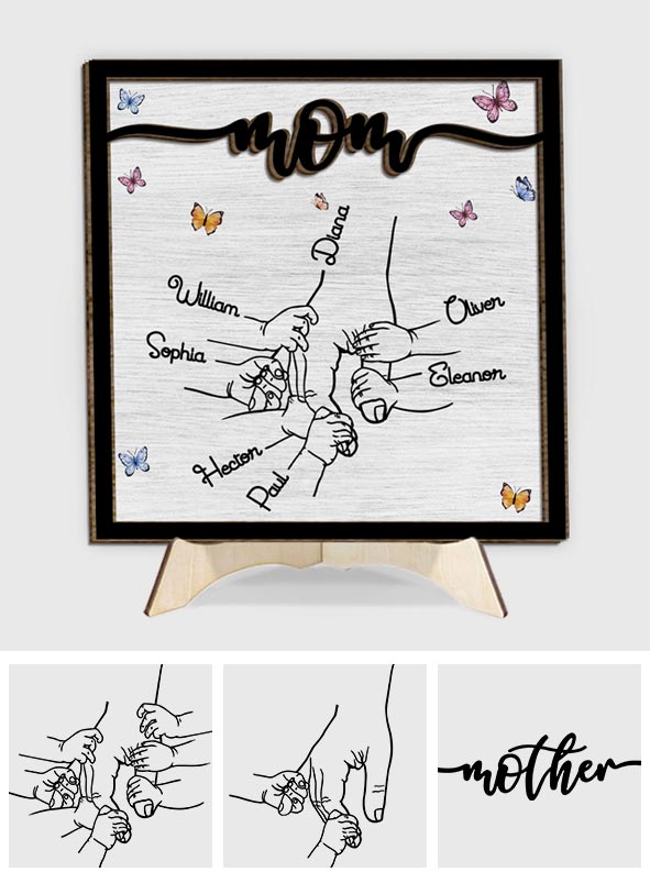 Halt meine Hand – Personalisiertes 2-lagiges Holzschild „Oma“ / Holzplakette