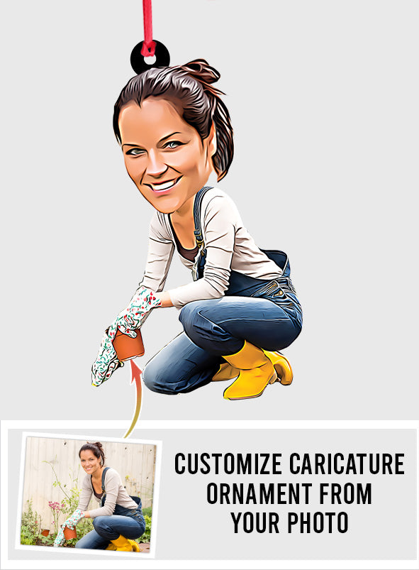 Karikatur eines Gärtners – personalisierte Gartendekoration