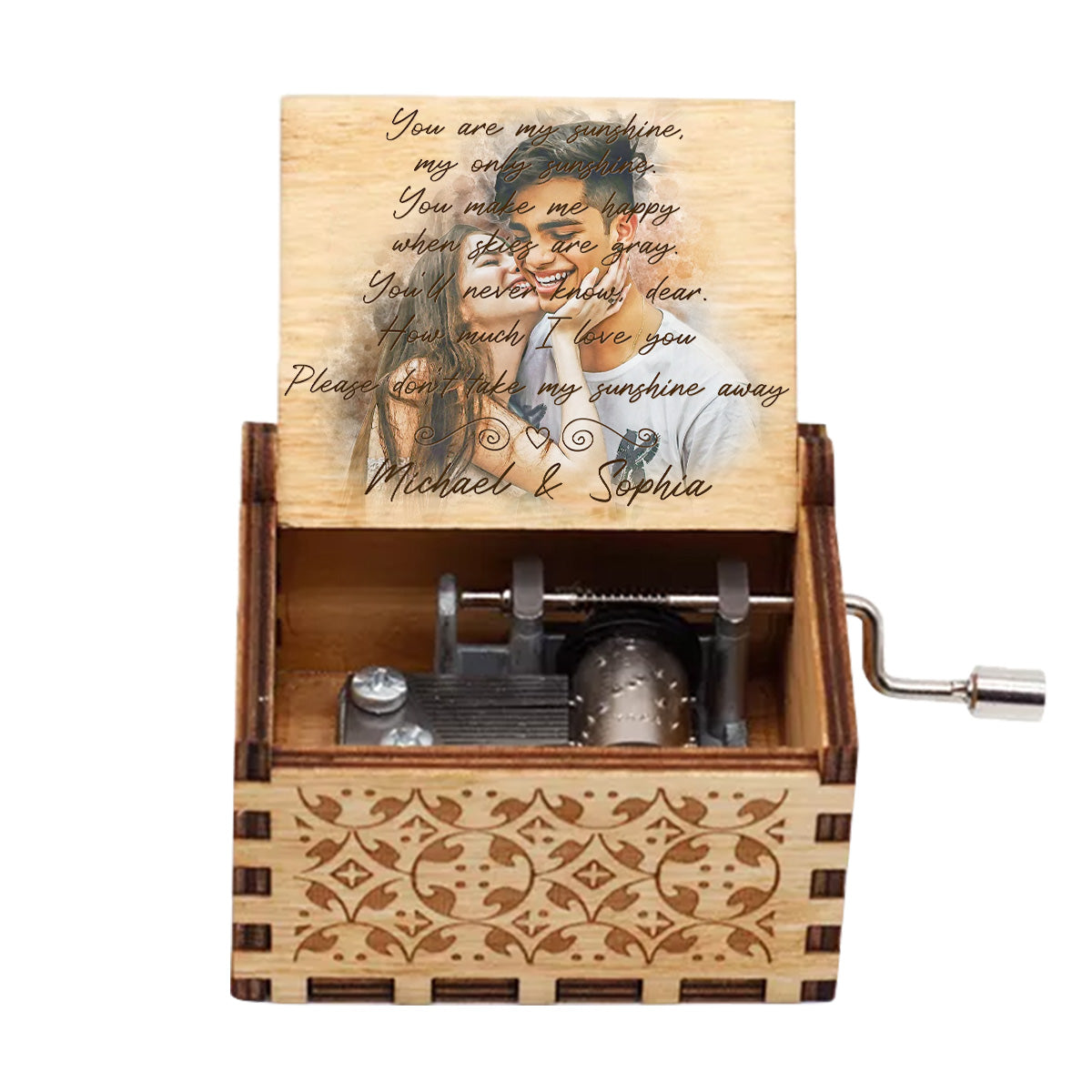 You Are My Sunshine - Personalized Couple Hand Crank Music Box