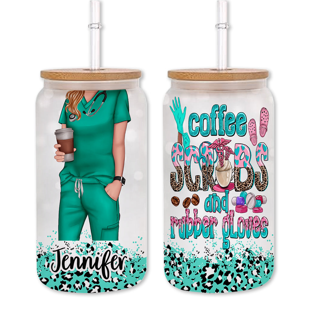 Kaffee-Peeling und Gummihandschuhe – personalisiertes Krankenschwester-Dosenglas