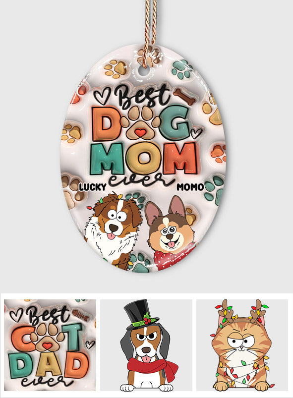 Die beste Hundemama / Katzenmama / Hundepapa / Katzenpapa aller Zeiten – Geschenk für Hunde- und Katzenliebhaber – Personalisierte ovale Keramikfigur