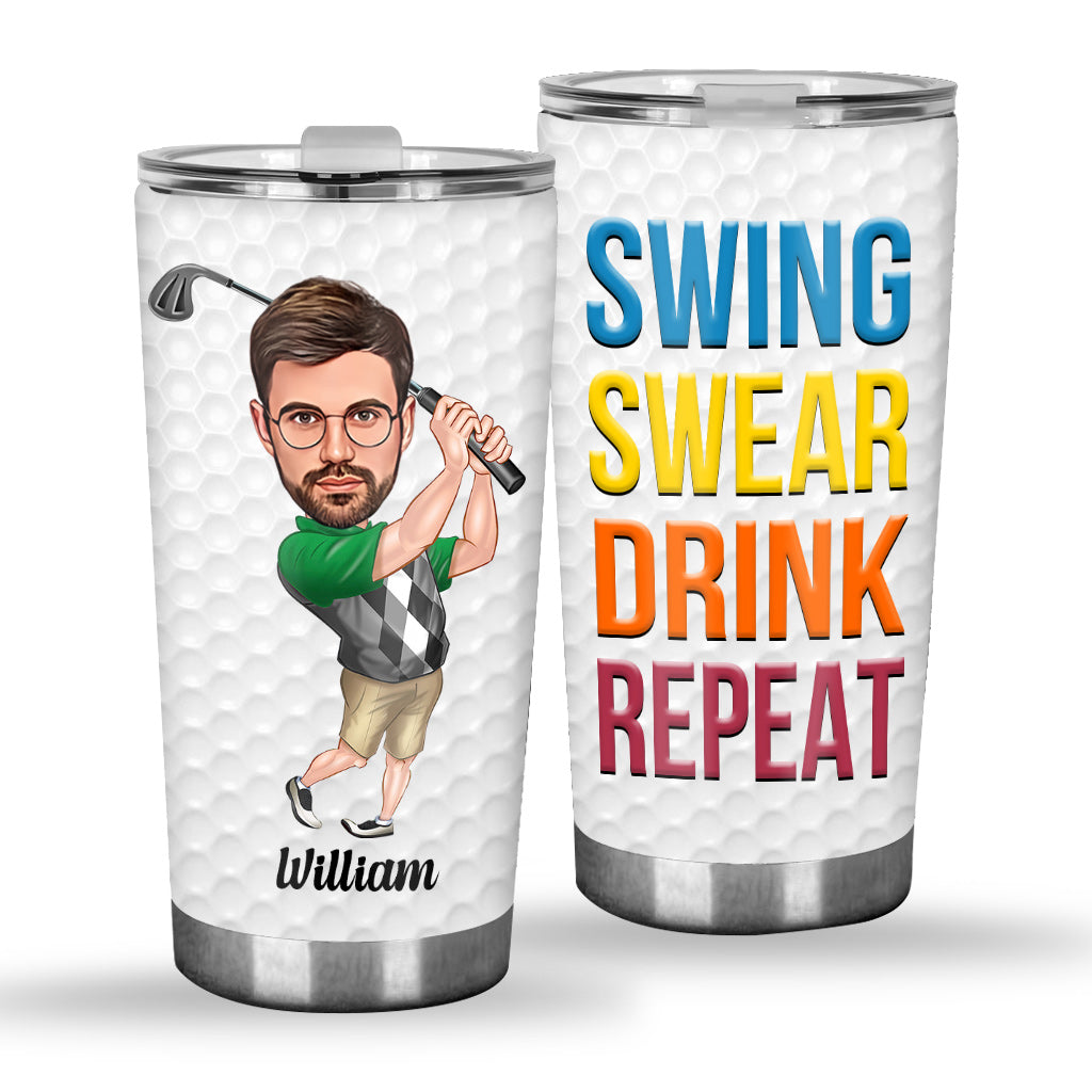 Swing Swear Drink Repeat - Personalisierter Golfbecher
