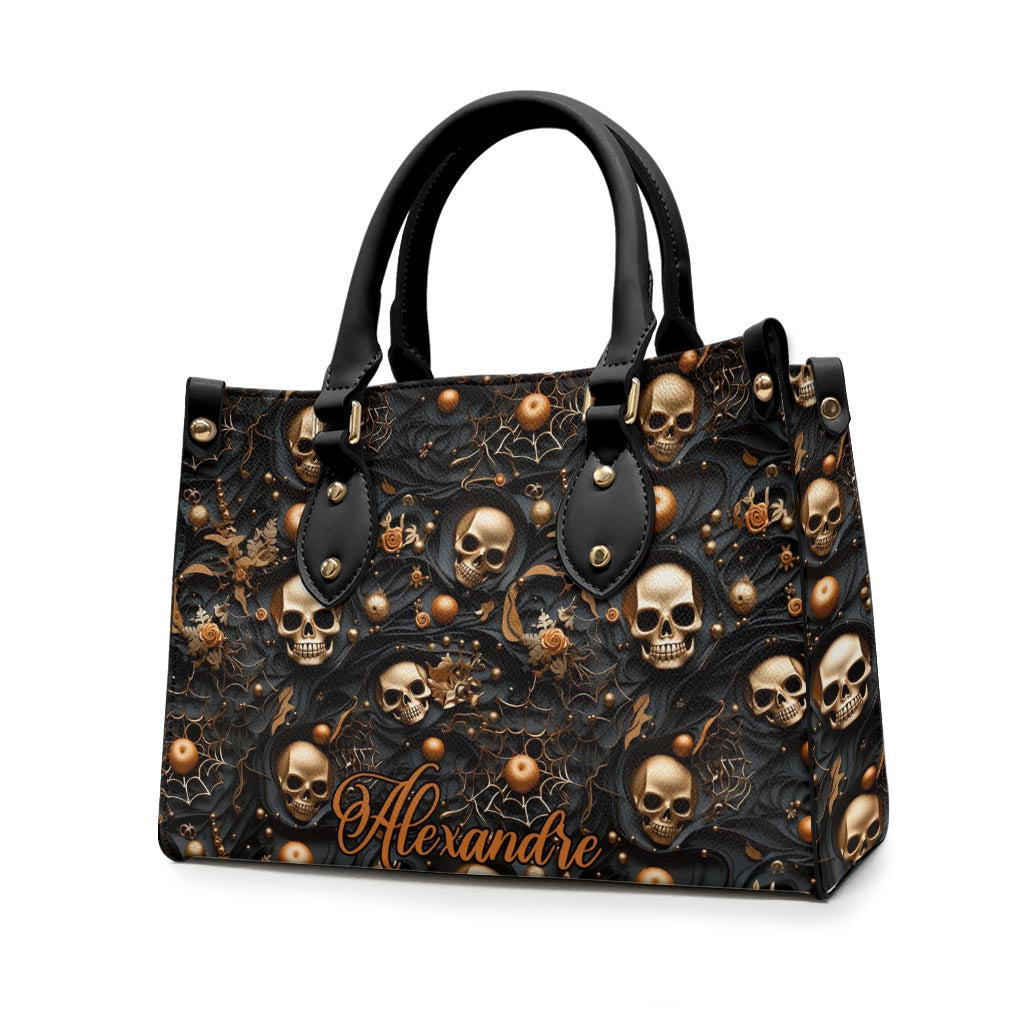 Goldener Totenkopf – Personalisierte Totenkopf-Lederhandtasche