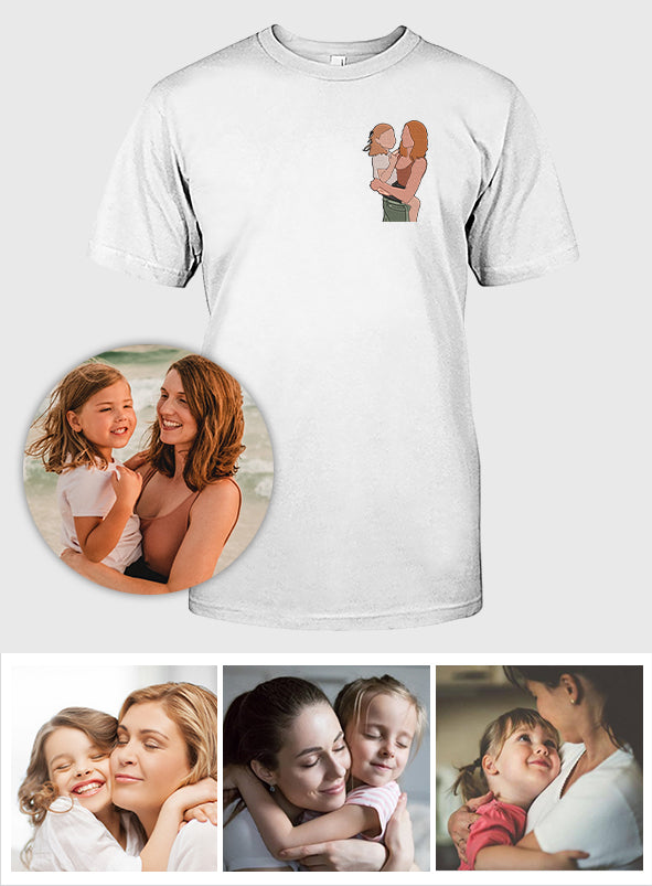 Individuelles 2D-Foto – Personalisiertes T-Shirt mit Mutterstickerei