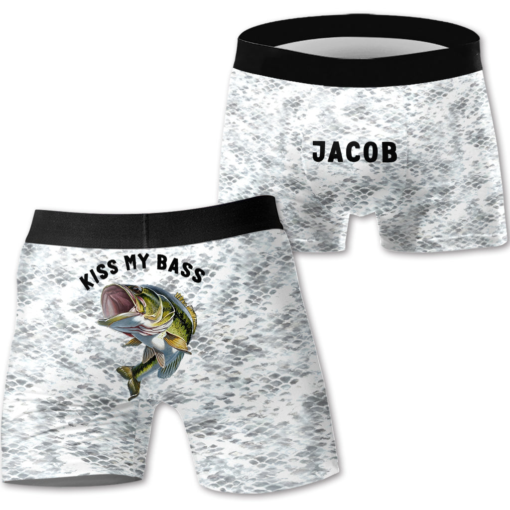 Kiss My Bass - Personalized Fishing Men Boxer Briefs