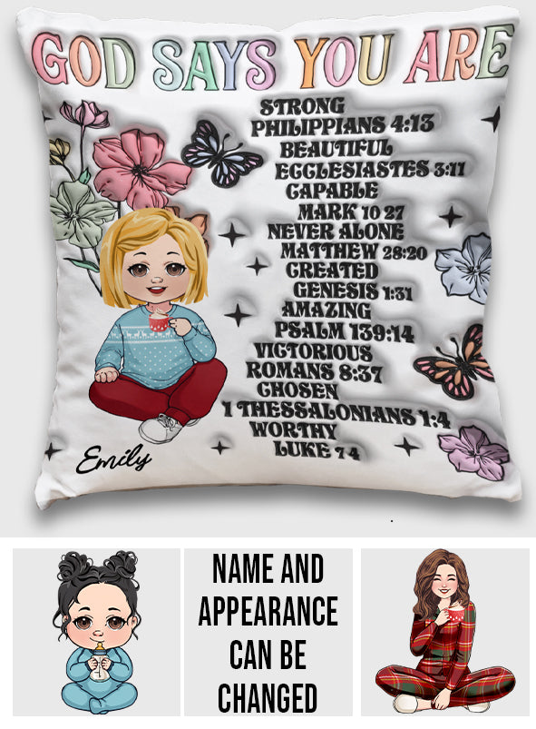 Gott sagt, du bist es – Personalisiertes Kinderkissen