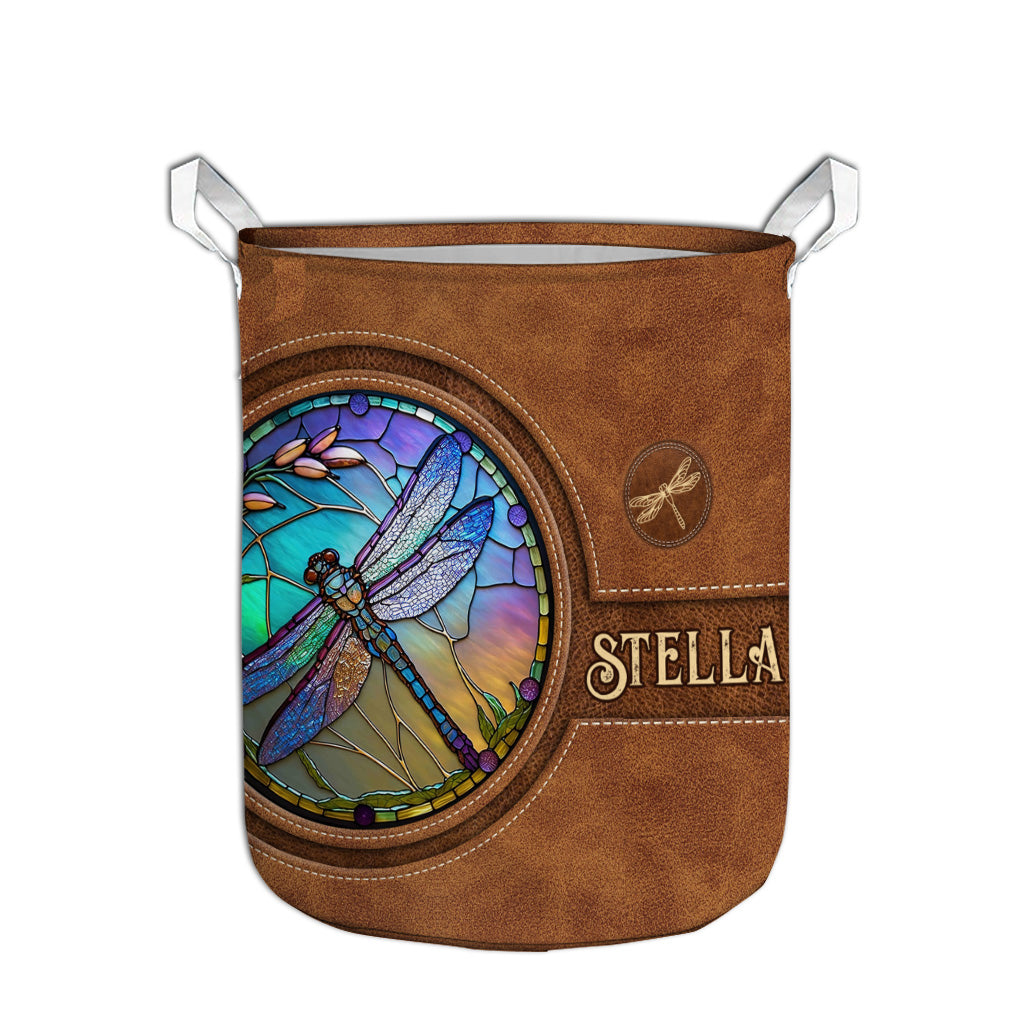 Stained Glass Dragonfly - Personalized Dragonfly Storage Basket