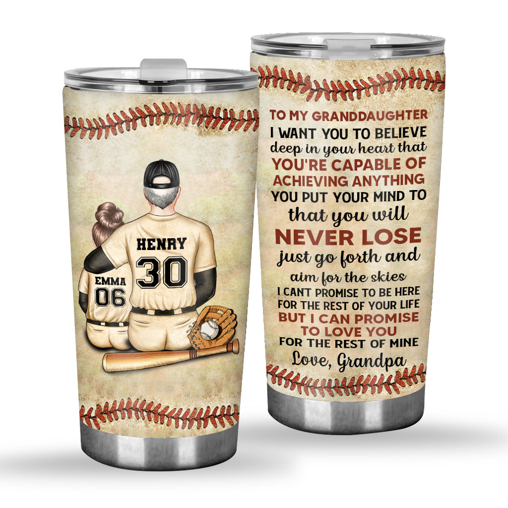 Ich möchte, dass du tief in deinem Herzen daran glaubst – Baseballgeschenk für Sohn, Tochter, Enkelin, Enkel – personalisierter Becher