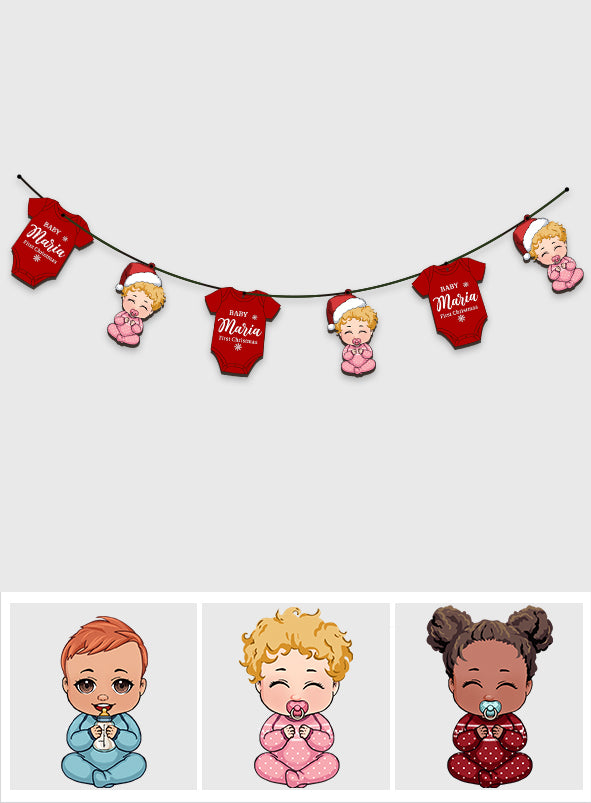 Erstes Weihnachtsfest für Babys – Geschenk für Neugeborene – Personalisierte 6-teilige Girlande