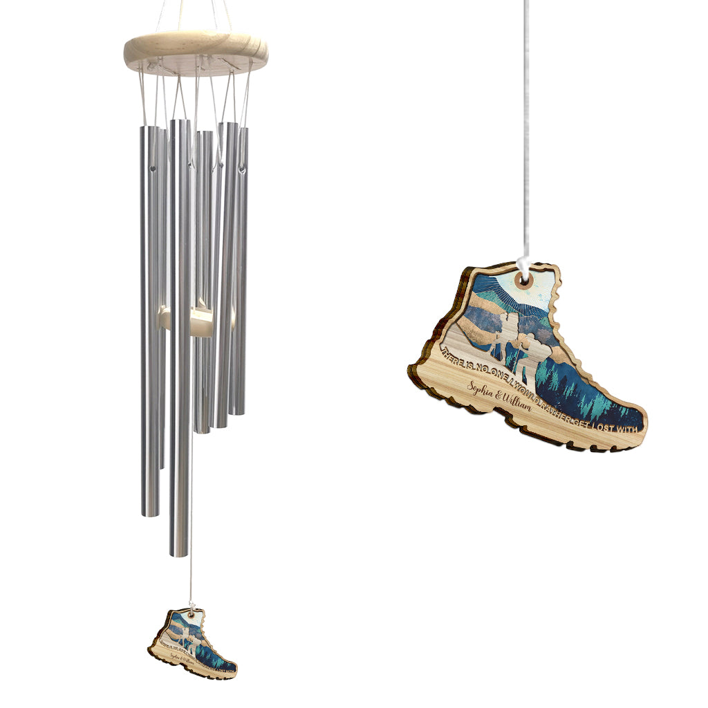 Es gibt niemanden, mit dem ich mich lieber verirren würde – Wandergeschenk für Ehefrau, Ehemann, Freund, Freundin – Personalisiertes Windspiel