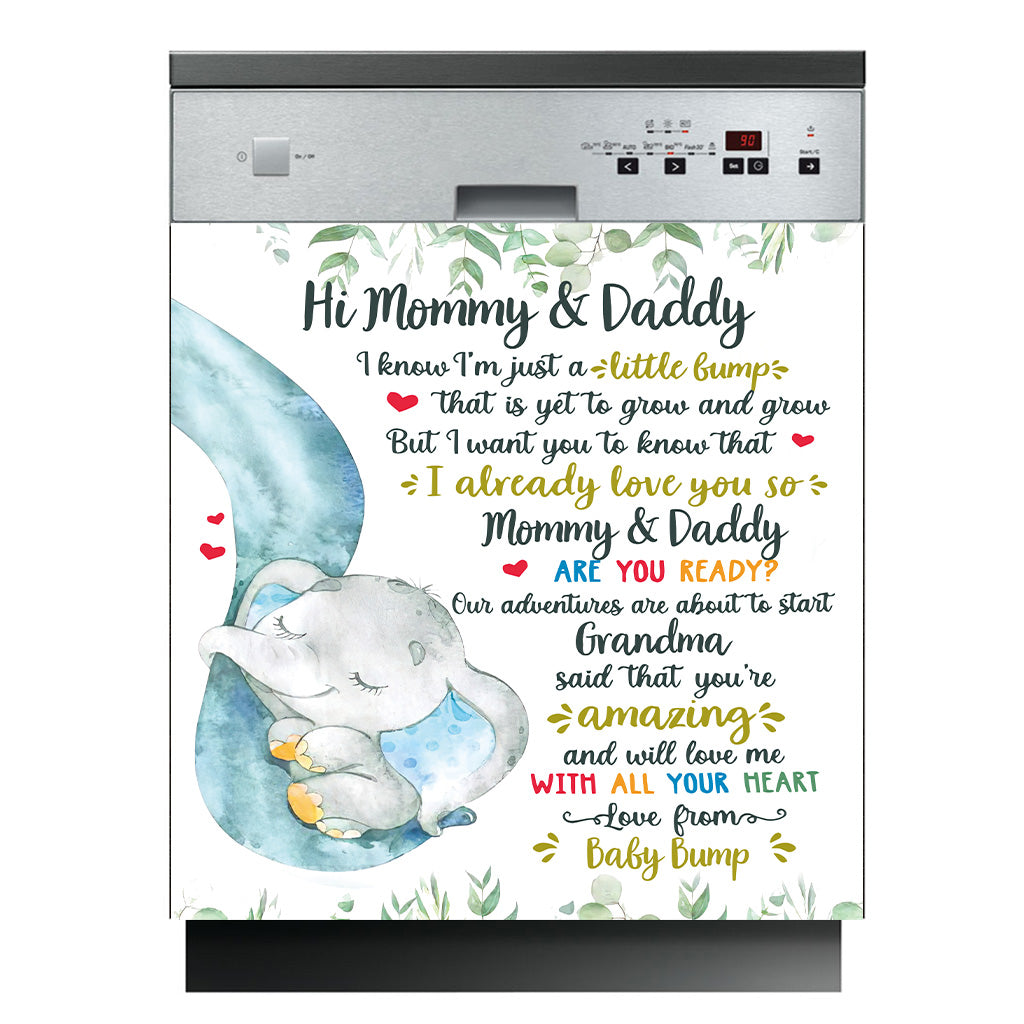 Liebe Grüße aus dem Babybauch – Personalisierter Geschirrspülerdeckel für Mütter