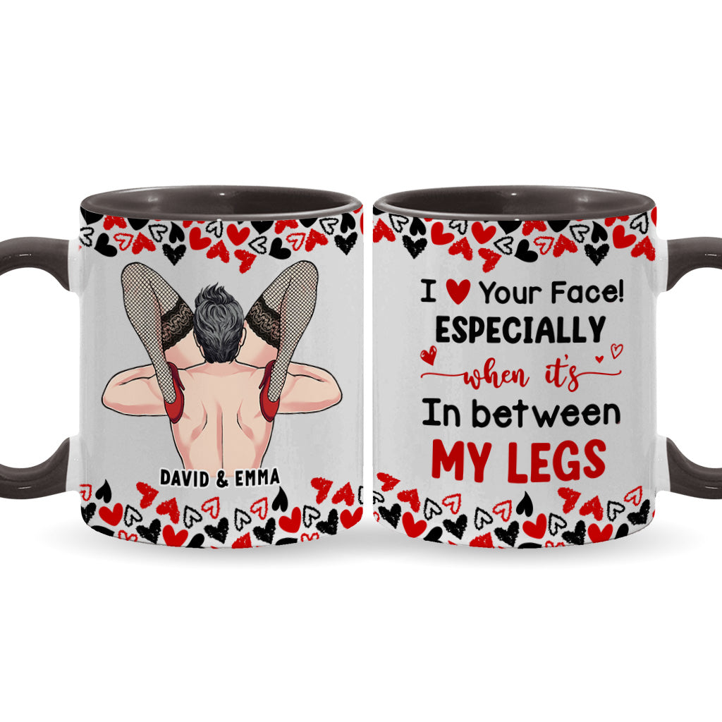 „Ich liebe dein Gesicht“ – personalisierte Tasse für Paare