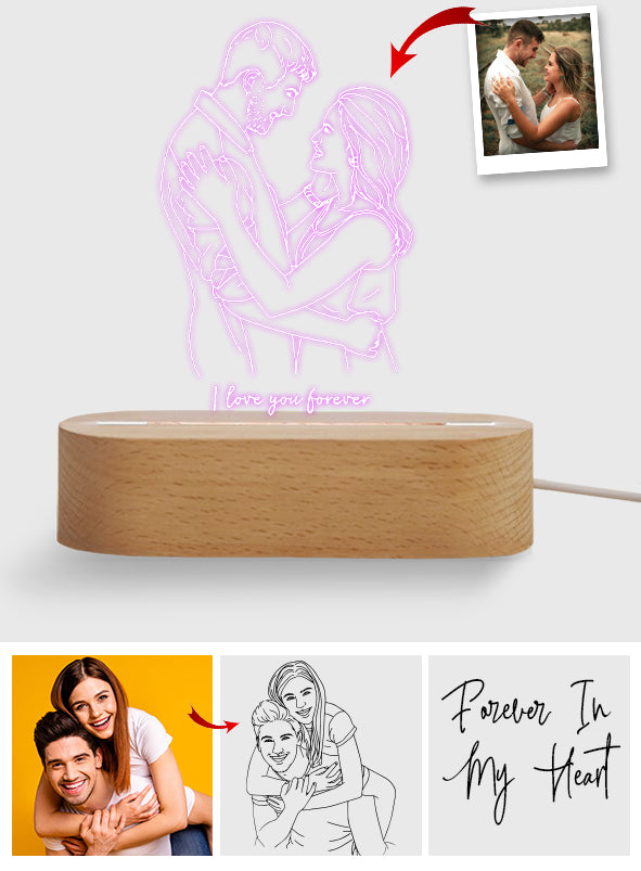 Ich liebe dich für immer – Personalisierte, paarförmige Leuchtplatte mit Sockel