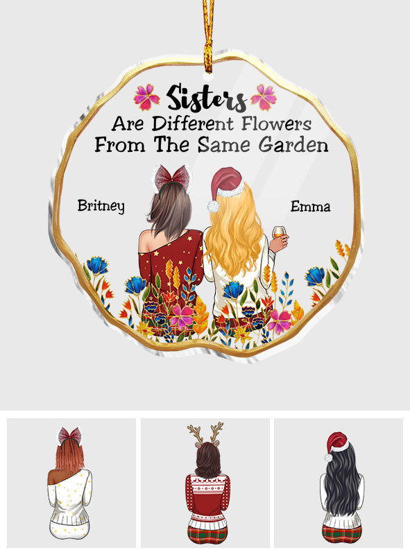 Schwestern sind wie Blumen aus demselben Garten – Personalisierter transparenter Schwester-Anhänger