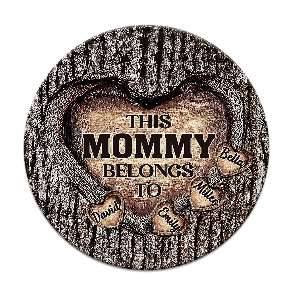 Papas Herz – Geschenk für Papa, Oma, Opa, Mama, Onkel, Tante, Bruder, Schwester – Personalisiertes rundes Holzschild