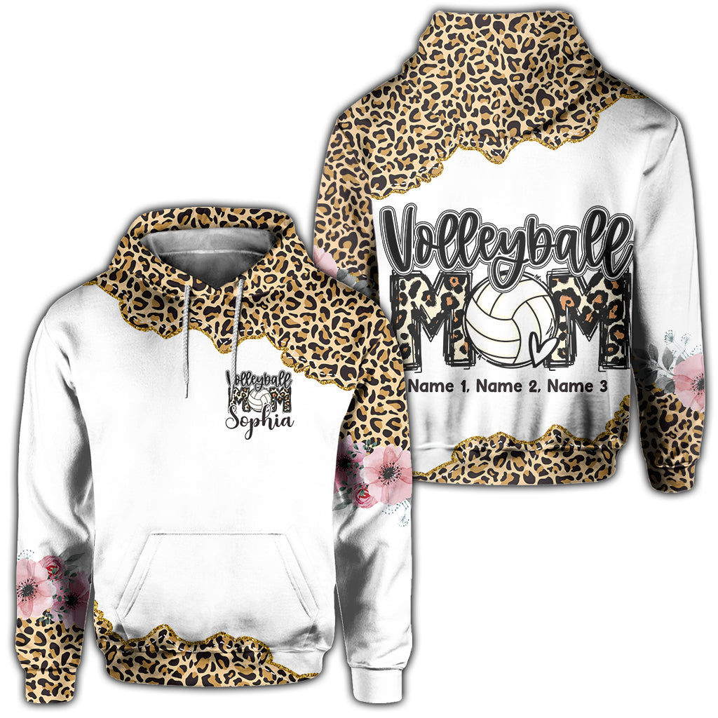 Volleyball-Mama-Leopard – Personalisiertes Volleyball-Shirt mit Allover-Print
