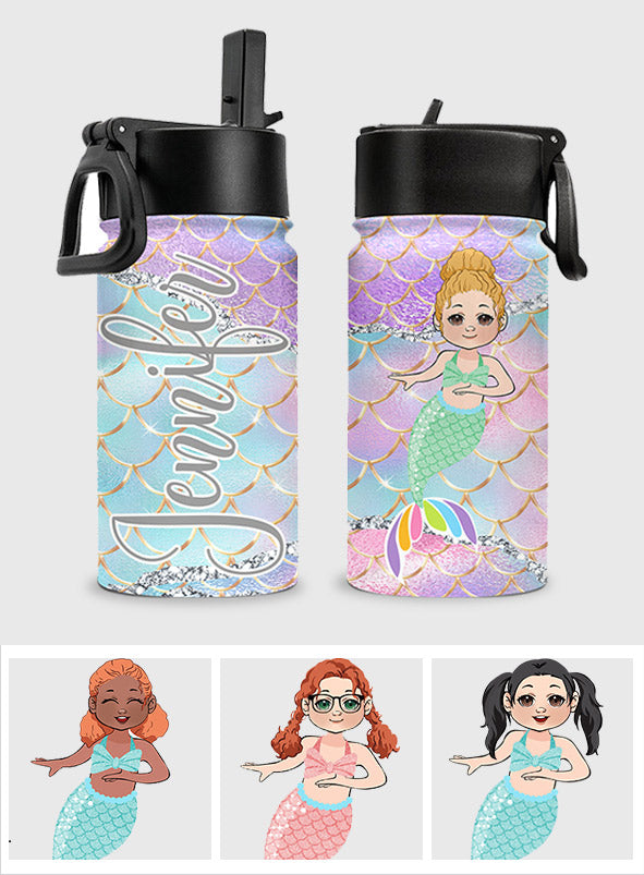 Kleine Meerjungfrau – Personalisierte Familien-Wasserflasche für Kinder